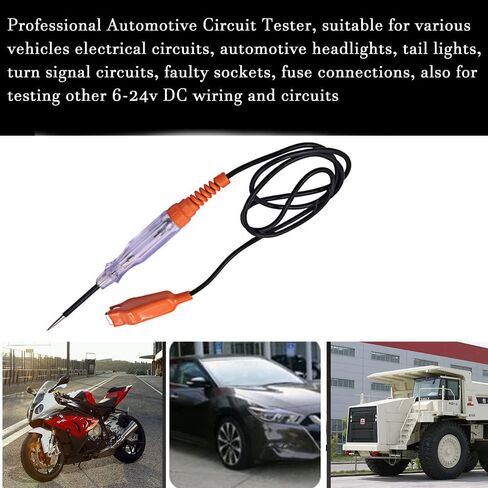 جهاز اختبار دائرة السيارات، مصباح LED للاختبار 6-24 فولت مع سلك ممتد من البولي يوريثان مقاس 39 بوصة، مسبار فولاذي حاد لدوائر السيارة ذات الجهد المنخفض للتيار المستمر in Kuwait