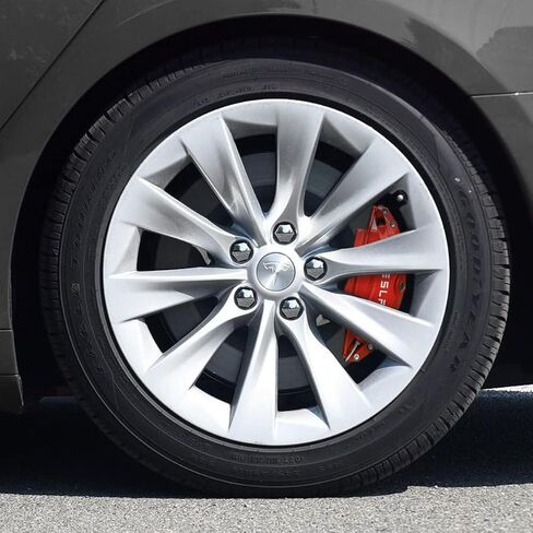 Weishine - أغطية فرجار الفرامل مجموعة من 4 قطع متوافقة مع طراز Tesla S/X 2018 2019 2020 2021 2022 ترقية جديدة مصممة خصيصًا لفرجار السيارة طراز S/X sr lr (أحمر) in Kuwait