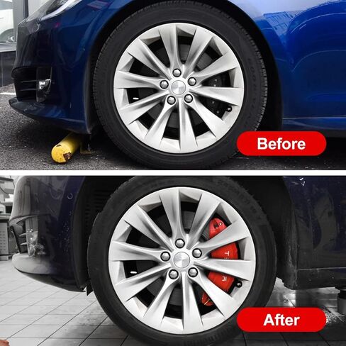 Weishine - أغطية فرجار الفرامل مجموعة من 4 قطع متوافقة مع طراز Tesla S/X 2018 2019 2020 2021 2022 ترقية جديدة مصممة خصيصًا لفرجار السيارة طراز S/X sr lr (أحمر) in Kuwait