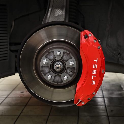 Weishine - أغطية فرجار الفرامل مجموعة من 4 قطع متوافقة مع طراز Tesla S/X 2018 2019 2020 2021 2022 ترقية جديدة مصممة خصيصًا لفرجار السيارة طراز S/X sr lr (أحمر) in Kuwait