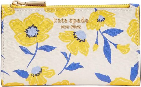 Kate Spade New York Women's Morgan Sunshine Floral Printed PVC Small Slim Bifold Wallet, Cream Multi, Carry-On 20-Inch in Kuwait