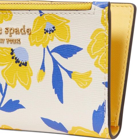 Kate Spade New York Women's Morgan Sunshine Floral Printed PVC Small Slim Bifold Wallet, Cream Multi, Carry-On 20-Inch in Kuwait