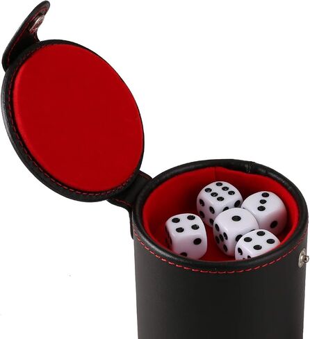 GWHOLE Dice Cup Leather Dice Games Shaker with Lid Bar Liar Dice Rolling Set Cup Storage Box Tray for Yahtzee Farkle Backgammon Bar Birthday Party Craps Games in Saudi Arabia