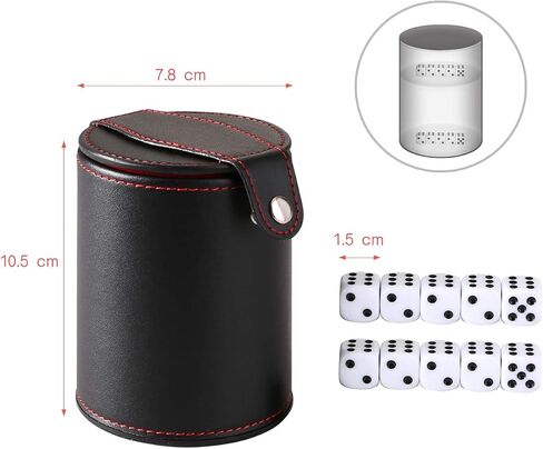 GWHOLE Dice Cup Leather Dice Games Shaker with Lid Bar Liar Dice Rolling Set Cup Storage Box Tray for Yahtzee Farkle Backgammon Bar Birthday Party Craps Games in Saudi Arabia