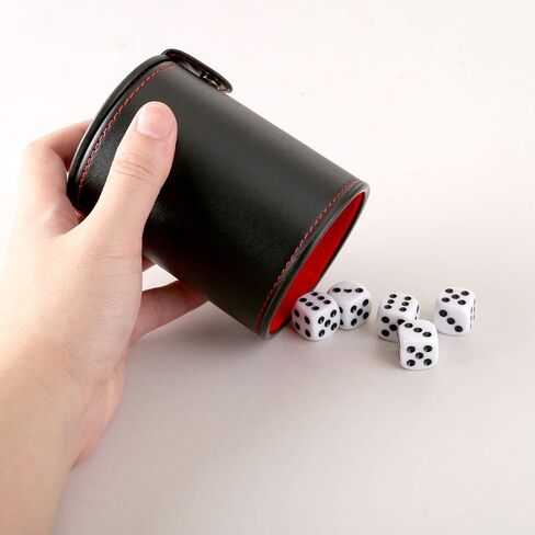 GWHOLE Dice Cup Leather Dice Games Shaker with Lid Bar Liar Dice Rolling Set Cup Storage Box Tray for Yahtzee Farkle Backgammon Bar Birthday Party Craps Games in Saudi Arabia