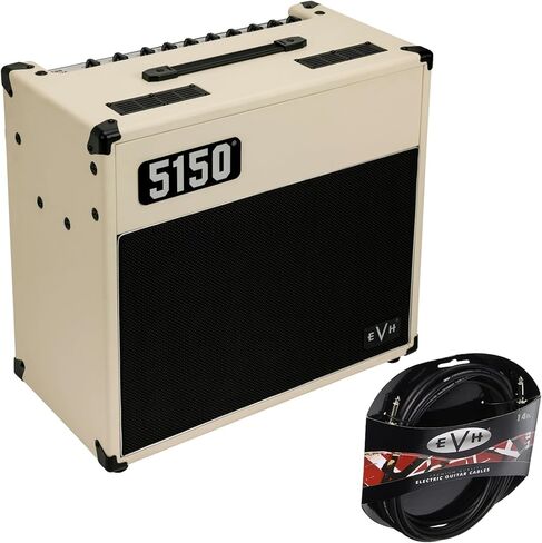 EVH 5150 Iconic Series 15W 1 x 10 Combo Electric Guitar Amp (Ivory) Bundle with EVH Guitar Cable (2 Items) in Saudi Arabia