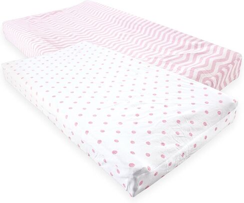 Luvable Friends Unisex Baby Fitted Changing Pad Cover, Blue Chevron Stars, One Size in Saudi Arabia