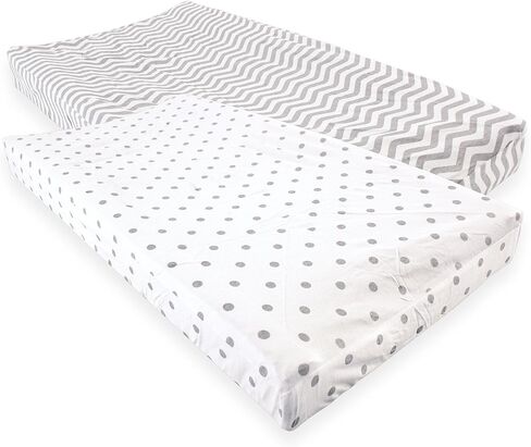 غطاء وسادة تغيير الحفاضات مناسب للأطفال من الجنسين من Luvable Friends، نجوم شيفرون زرقاء، مقاس واحد in Kuwait