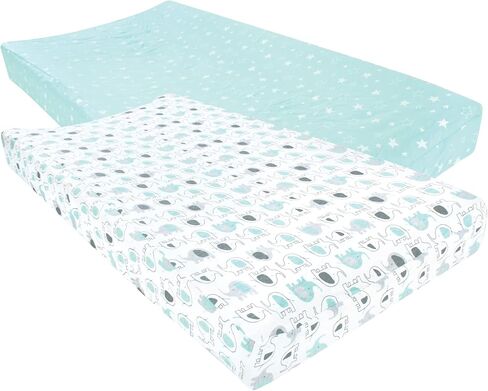 Luvable Friends Unisex Baby Fitted Changing Pad Cover, Blue Chevron Stars, One Size in Saudi Arabia