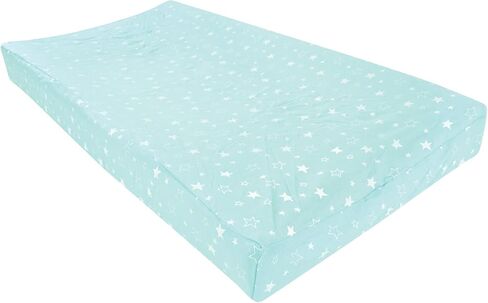 Luvable Friends Unisex Baby Fitted Changing Pad Cover, Blue Chevron Stars, One Size in Saudi Arabia