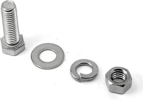 5 مجموعات 3/8-16x2-1/4" براغي سداسية من الفولاذ المقاوم للصدأ، صواميل، مجموعات غسالات مسطحة وقفل، 304 من الفولاذ المقاوم للصدأ 18-8، خيط آلي بالكامل، لمسة نهائية لامعة (قطر الغسالات المسطحة 0.82") in Kuwait