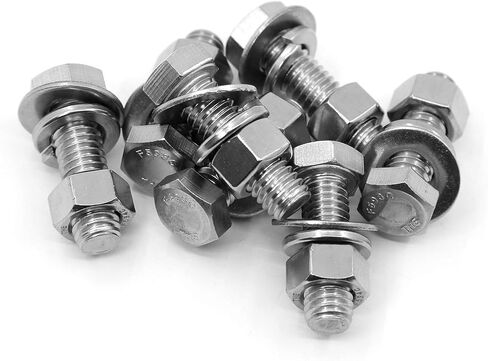 5 مجموعات 3/8-16x2-1/4" براغي سداسية من الفولاذ المقاوم للصدأ، صواميل، مجموعات غسالات مسطحة وقفل، 304 من الفولاذ المقاوم للصدأ 18-8، خيط آلي بالكامل، لمسة نهائية لامعة (قطر الغسالات المسطحة 0.82") in Kuwait