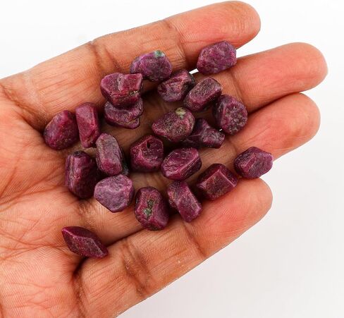 CRYSTALINES 30cts Natural Raw Ruby Gemstones Rough Stones Jewelry Making Wholesale Loose Bulk DIY Supply Chakra Healing Energy Crystals Birthstone, Size 10 to 14mm, 8 to 10pcs. in Saudi Arabia