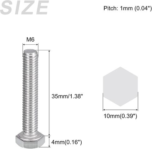 مسامير سداسية من METALLIXITY (M12-1.75x150mm) قطعتين، 304 براغي آلة مسمار سداسية الرأس من الفولاذ المقاوم للصدأ الخشن بالكامل - لإصلاح الأثاث، فضي in Saudi Arabia