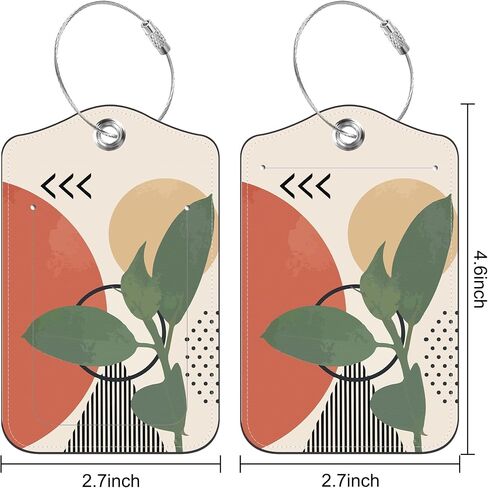 Set of 2 Luggage Tags for Suitcase Colorful Floral and Peace Symbol PU Leather Travel Baggage Tag with Stainless Steel Loop for Men Women Travel Bag Suitcase with Name ID Label Set Full Privacy Cover in Saudi Arabia