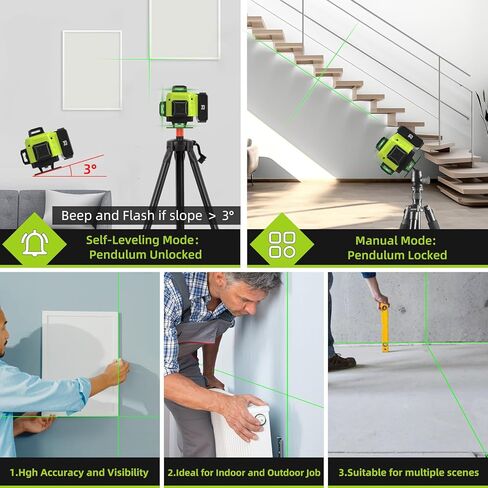 مستوى ليزر 16 خط مطور، مستوى ليزر 360 ذاتي التسوية للبناء أو تعليق الصور مع حامل مغناطيسي، مستوى ليزر 360 مع بطارية قابلة للشحن 10 أمبير، جهاز تحكم عن بعد in Kuwait