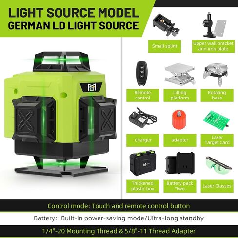مستوى ليزر 16 خط مطور، مستوى ليزر 360 ذاتي التسوية للبناء أو تعليق الصور مع حامل مغناطيسي، مستوى ليزر 360 مع بطارية قابلة للشحن 10 أمبير، جهاز تحكم عن بعد in Kuwait