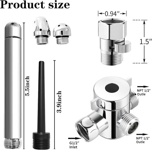 نظام حقنة شرجية للاستحمام مع 3 فوهات معدنية من الفولاذ المقاوم للصدأ، خرطوم 79 بوصة، محول، دش دش للرجال والنساء، منظف محمول، مرفق منظف فوهة حقنة شرجية in Kuwait