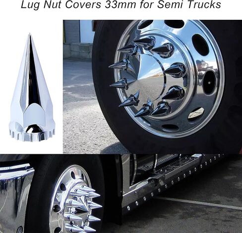 Wadoy 33mm Lug Nut Covers Screw on for Semi Trucks, 33mm X 4-3/4 inch ABS Plastic with Chrome Plated (20 Pack), Spike Lug Nut Covers Kit in Saudi Arabia