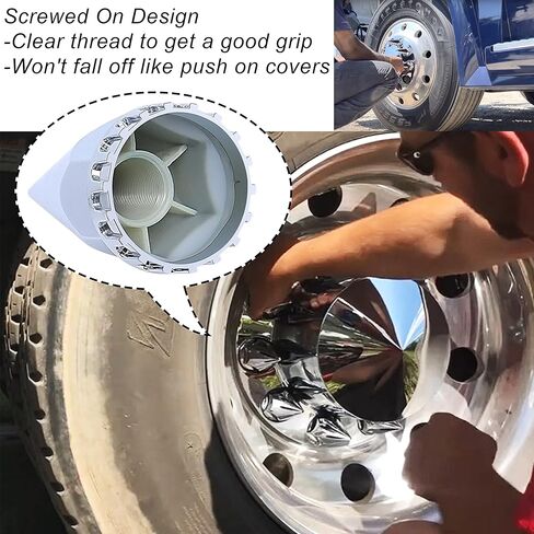 Wadoy 33mm Lug Nut Covers Screw on for Semi Trucks, 33mm X 4-3/4 inch ABS Plastic with Chrome Plated (20 Pack), Spike Lug Nut Covers Kit in Saudi Arabia