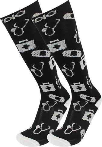 FITDIO 15-20mmHG 6-Pair Knee High Fun Circulation Compression Socks For Women, Men, Nurses, Pregnancy, Traveling & Running in Saudi Arabia