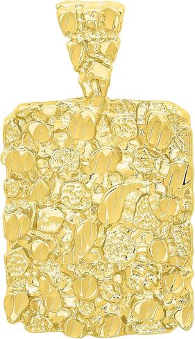 قلادة The Bling Factory مطلية بالذهب عيار 14 قيراط مكتنزة مقاس 25 مم × 32 مم مستطيلة in Kuwait