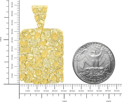 قلادة The Bling Factory مطلية بالذهب عيار 14 قيراط مكتنزة مقاس 25 مم × 32 مم مستطيلة in Kuwait