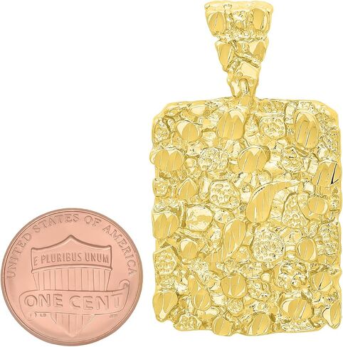 قلادة The Bling Factory مطلية بالذهب عيار 14 قيراط مكتنزة مقاس 25 مم × 32 مم مستطيلة in Kuwait