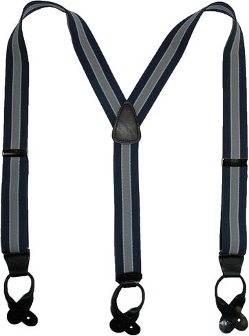 CTM® Men's Elastic Button End Stripe Dress Suspenders in Saudi Arabia