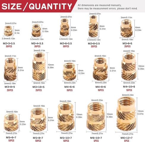 60 قطعة من صواميل النحاس المخرشة من هيليتشي، صواميل مدمجة بالحرارة لطباعة طابعة ثلاثية الأبعاد والمزيد من المشاريع (M3x6x5) in Kuwait