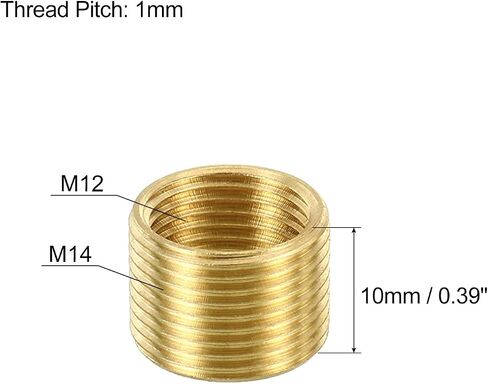 PATIKIL M14 إلى M12 محول خيط رفيع مخفض خيط تقليل المكسرات، 5 عبوات 10 مم محول أنبوب مجوف ملولب وصلة توصيل نحاسية تركيب الأنابيب in Kuwait