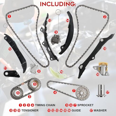 مجموعة سلسلة توقيت المحرك PUENGSI مناسبة لـ 2011-2015 Grand Cheroke 3.6L، 2014-2015 Grand Cheroke 3.0L، 2014-2015 Cheroke 3.2L، 2012-2015 Wrangler 3.6L in Kuwait