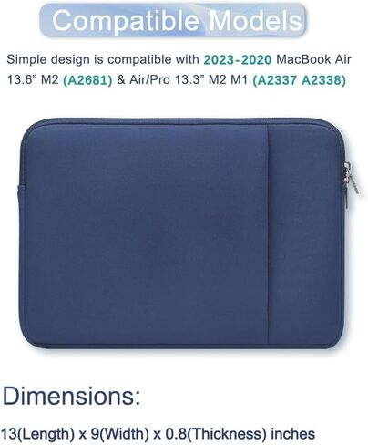 حقيبة كمبيوتر محمول لجهاز MacBook Air/Pro 13 بوصة 2024-2020 مع شريحة M3 M2 M1 A3113 A2681 A2338 A2337 وSurface Pro 10/9/8/X مع ملحقات حقيبة الكمبيوتر اللوحي بجيبين in Kuwait