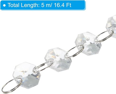 PATIKIL Clear Crystal Garland Strands, 16.4 Ft Acrylic Octagon Chandelier Bead Chains for Craft Wedding Party Home Decorative Jewelry Making Christmas Tree in Saudi Arabia