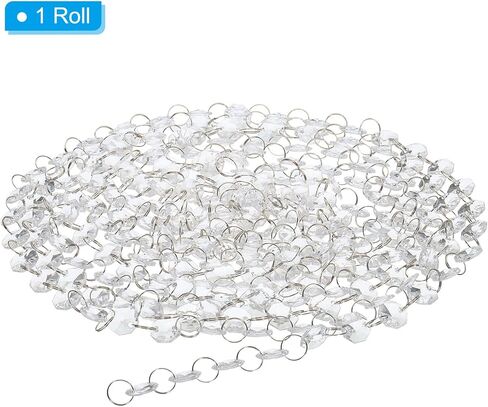 PATIKIL Clear Crystal Garland Strands, 16.4 Ft Acrylic Octagon Chandelier Bead Chains for Craft Wedding Party Home Decorative Jewelry Making Christmas Tree in Saudi Arabia