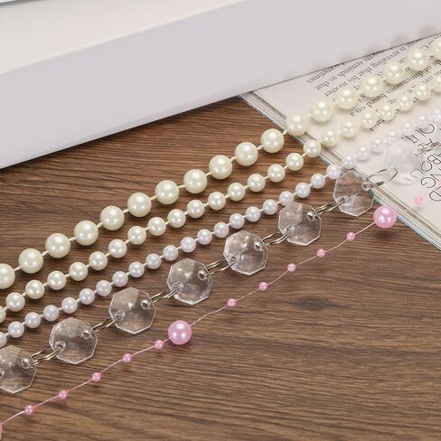 PATIKIL Clear Crystal Garland Strands, 16.4 Ft Acrylic Octagon Chandelier Bead Chains for Craft Wedding Party Home Decorative Jewelry Making Christmas Tree in Saudi Arabia