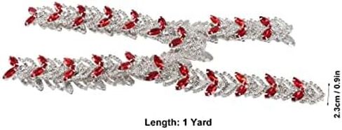 1 Yard 2.3cm Crystal Rhinestone Chain,DIY Crystal Rhinestone Chain Bling Crystal Sewing Trim Crafts for Clothing Accessories Wedding Dresses Necklaces (Bright Red) in Saudi Arabia