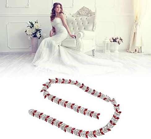 1 Yard 2.3cm Crystal Rhinestone Chain,DIY Crystal Rhinestone Chain Bling Crystal Sewing Trim Crafts for Clothing Accessories Wedding Dresses Necklaces (Bright Red) in Saudi Arabia