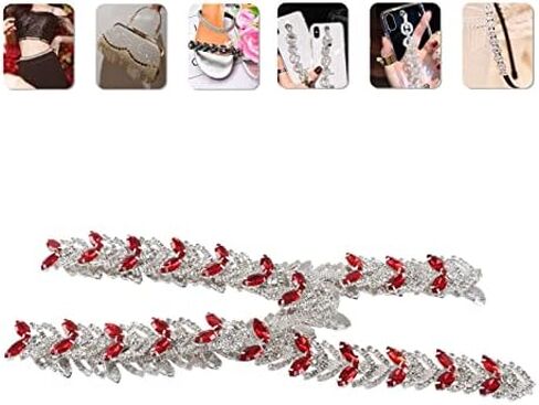 1 Yard 2.3cm Crystal Rhinestone Chain,DIY Crystal Rhinestone Chain Bling Crystal Sewing Trim Crafts for Clothing Accessories Wedding Dresses Necklaces (Bright Red) in Saudi Arabia