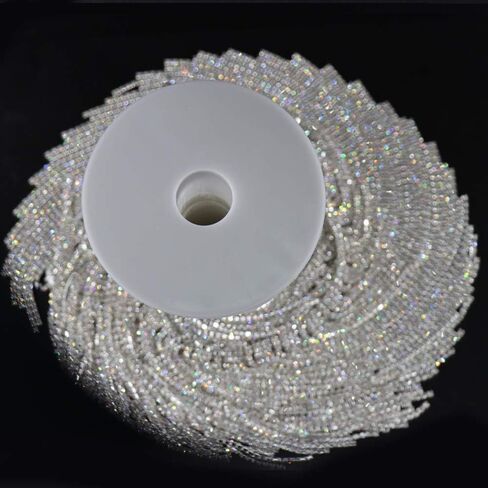 Jerler حجر الراين شرابة هامش زخرفة الكريستال إغلاق سلسلة زين للحرف الخياطة مثالية حفل زفاف DIY الديكور، 1 ياردة 5.71 "عرض in Kuwait