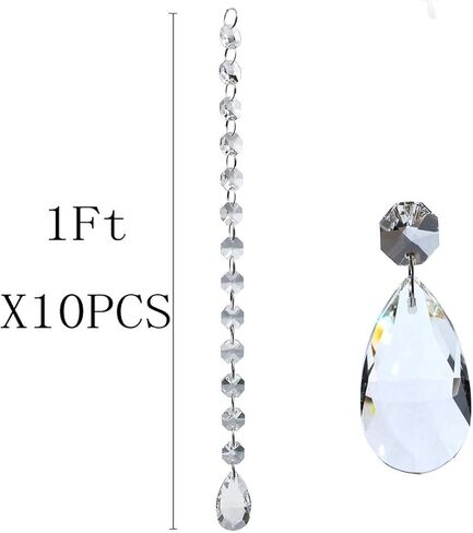 10 قطعة خرز كريستالي للثريا خرز زجاجي شفاف سلسلة مصابيح لحفلات الزفاف لتقوم بها بنفسك زينة إكليل عيد الميلاد الكريستالية in Kuwait