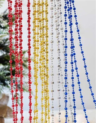 Round Crystal Pearls Beads String Garland for Christmas, Valentine, Exhibition, Wedding, Party, DIY Craft, Home Decoration, 16 ft (Blue) in Kuwait