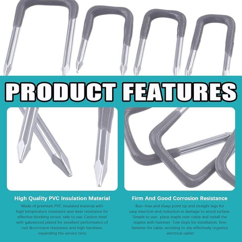 مجموعة أظافر Cimeton 540 قطعة 4 مقاسات معزولة على شكل حرف U، كابل معدني أساسي لتثبيت الأسلاك والكابلات in Kuwait