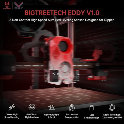 مستشعر تسوية السرير التلقائي عالي السرعة BIGTREETECH Eddy V1.0 لطابعة Voron 2.4/Trident، VZbot، CoreXY، I3 Series Running Klipper ثلاثية الأبعاد المتوافقة مع Octopus V1.1، Octopus Pro، SKR Mini E3 V3.0، Manta M8p in Kuwait