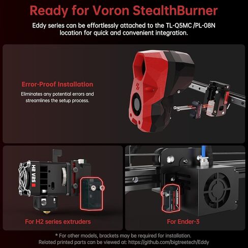 مستشعر تسوية السرير التلقائي عالي السرعة BIGTREETECH Eddy V1.0 لطابعة Voron 2.4/Trident، VZbot، CoreXY، I3 Series Running Klipper ثلاثية الأبعاد المتوافقة مع Octopus V1.1، Octopus Pro، SKR Mini E3 V3.0، Manta M8p in Kuwait