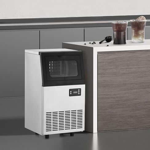Commercial Ice Maker Machine, 110LBS/24H Commercial Ice Machine with 18LBS Ice Bin and Water Filter, Scoops Included, Under Counter Ice Maker Machine for Home, Restaurant, Coffee, Bar in Saudi Arabia
