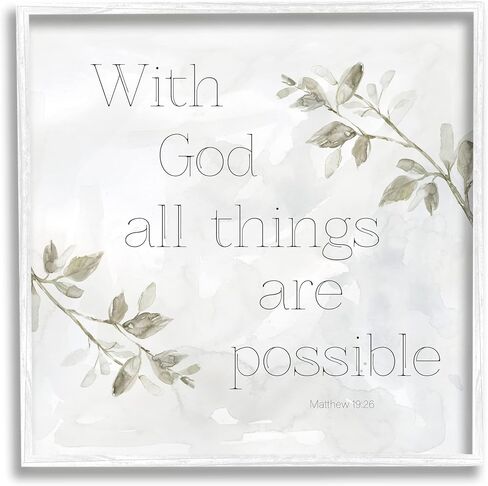 Stupell Industries With God All Things Possible Floral Sprig Religious Phrase Framed Wall Art, Design By Carol Robinson in Saudi Arabia