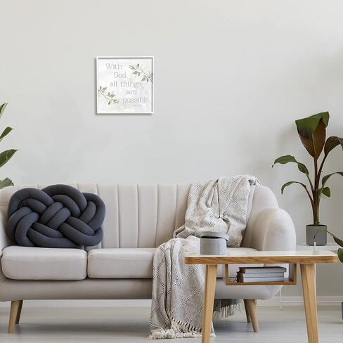 Stupell Industries With God All Things Possible Floral Sprig Religious Phrase Framed Wall Art, Design By Carol Robinson in Saudi Arabia