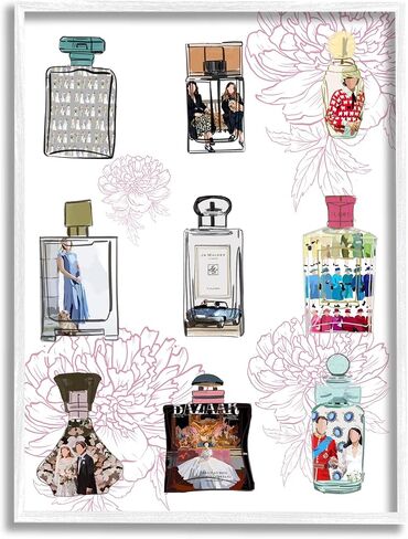Stupell Industries Polished Perfume Stylish Luxury Fashion Flower Pattern Framed Wall Art, Design By Amelia Noyes in Saudi Arabia