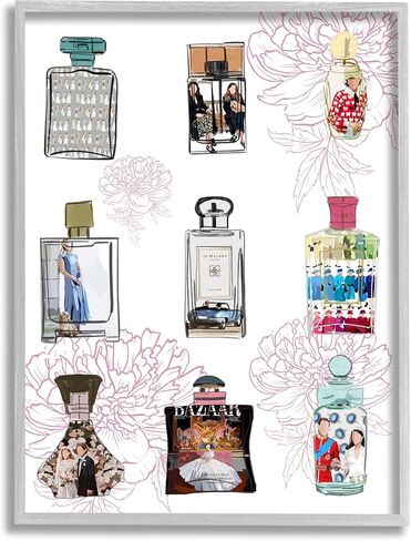 Stupell Industries Polished Perfume Stylish Luxury Fashion Flower Pattern Framed Wall Art, Design By Amelia Noyes in Saudi Arabia